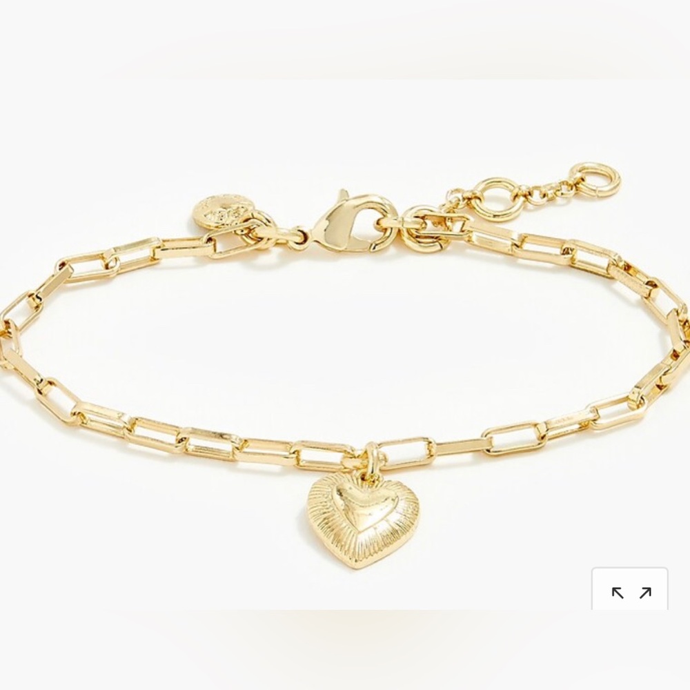 Heart Bracelet by JCrew Gold-plated recycled-zinc casting 7.2 in + 1 in